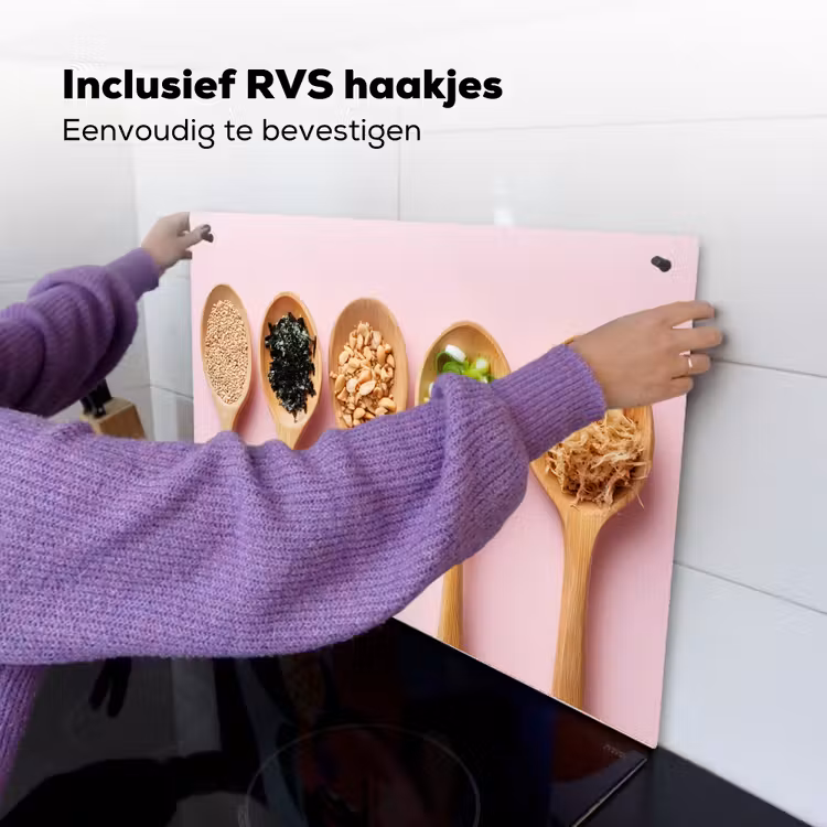 Ingrediënten - Lepels - Hout - Roze Inductie beschemer met haakjes klein -ky-ophangen-nl