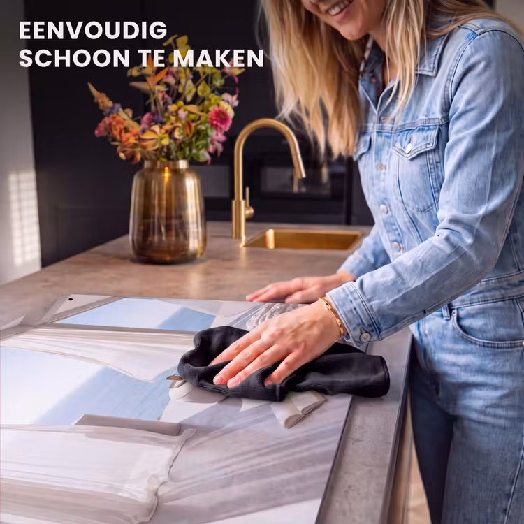 Interieur - Zeezicht - Modern - Rust - Beige Inductie beschemer met haakjes klein -ky-schoon-nl