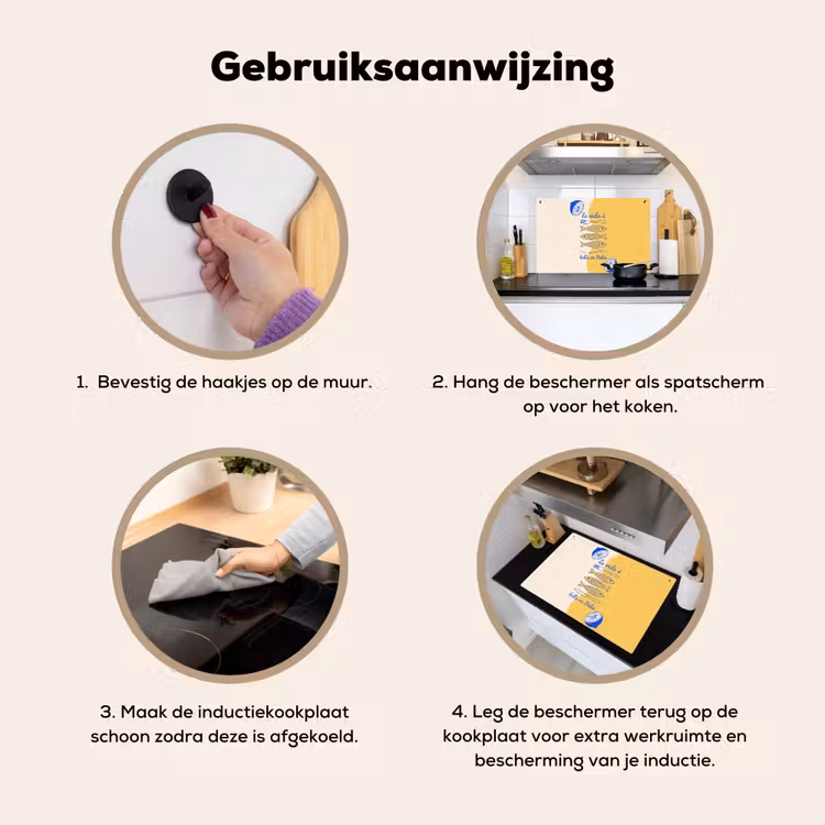 Italië - Eten - Citroen - Vis - Grafisch Inductie beschemer met haakjes klein -ky-gebruik-nl