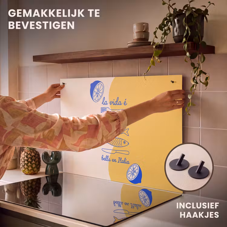 Italië - Eten - Citroen - Vis - Grafisch Inductie beschemer met haakjes klein -ky-ophangen-nl