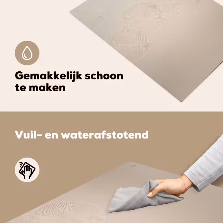 Japandi - Beige - Modern Inductie beschemer met haakjes klein -ky-schoon-nl