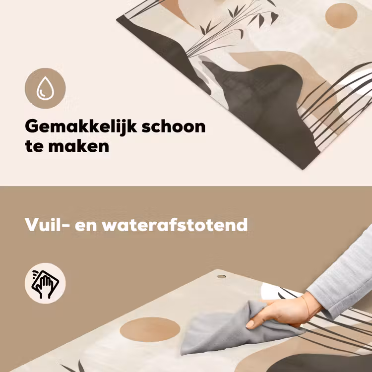 Japandi - Landschap - Beige Inductie beschemer met haakjes klein -ky-schoon-nl