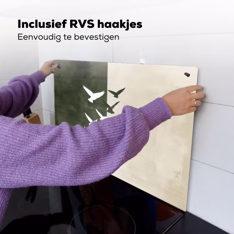Japandi - Vogel - Groen Inductie beschemer met haakjes klein -ky-ophangen-nl