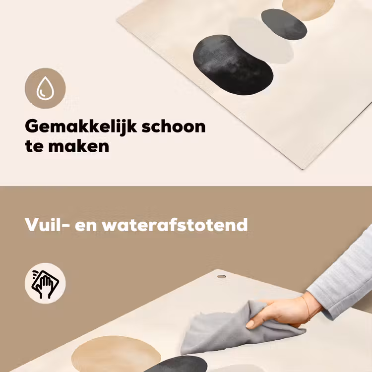 Japandi - Wabi sabi - Beige Inductie beschemer met haakjes klein -ky-schoon-nl