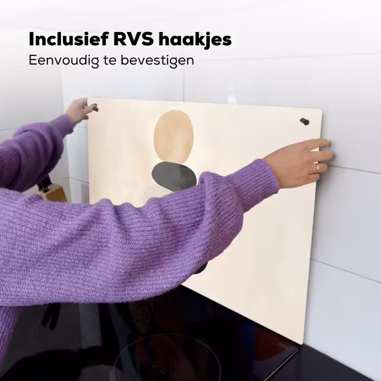 Japandi - Wabi sabi - Beige Inductie beschemer met haakjes klein -ky-ophangen-nl