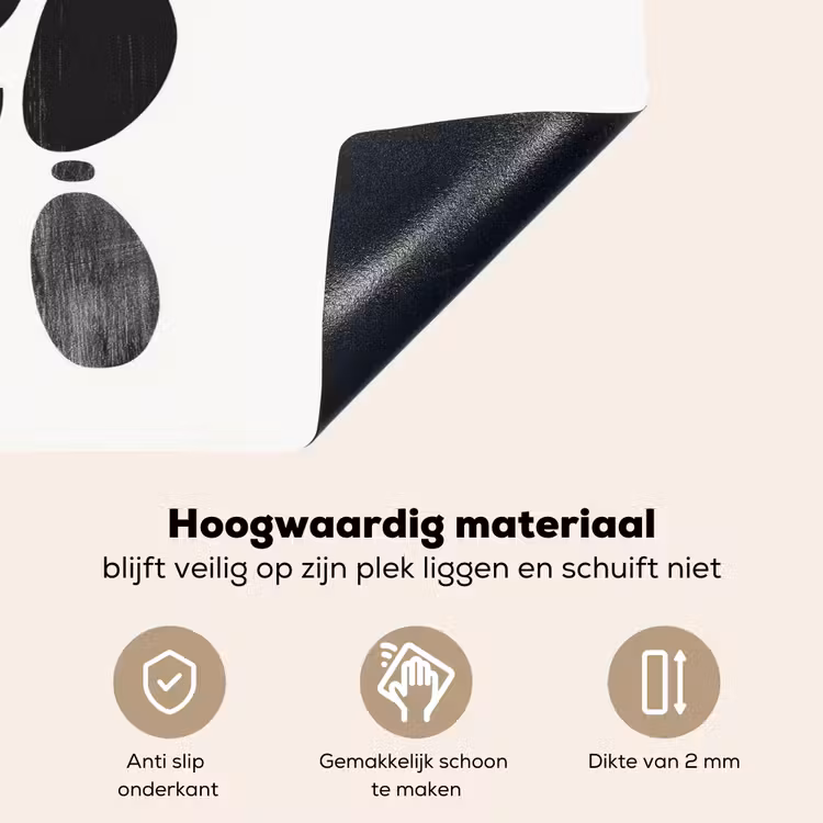 Japandi - Zwart - Abstract Inductie beschemer met haakjes klein -ky-onderkant-nl