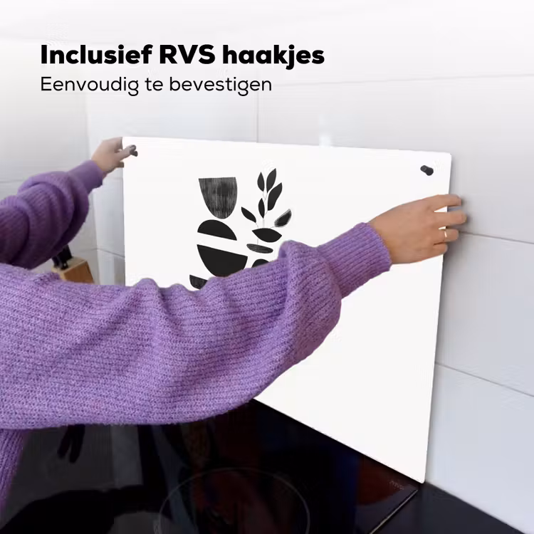 Japandi - Zwart - Abstract Inductie beschemer met haakjes klein -ky-ophangen-nl