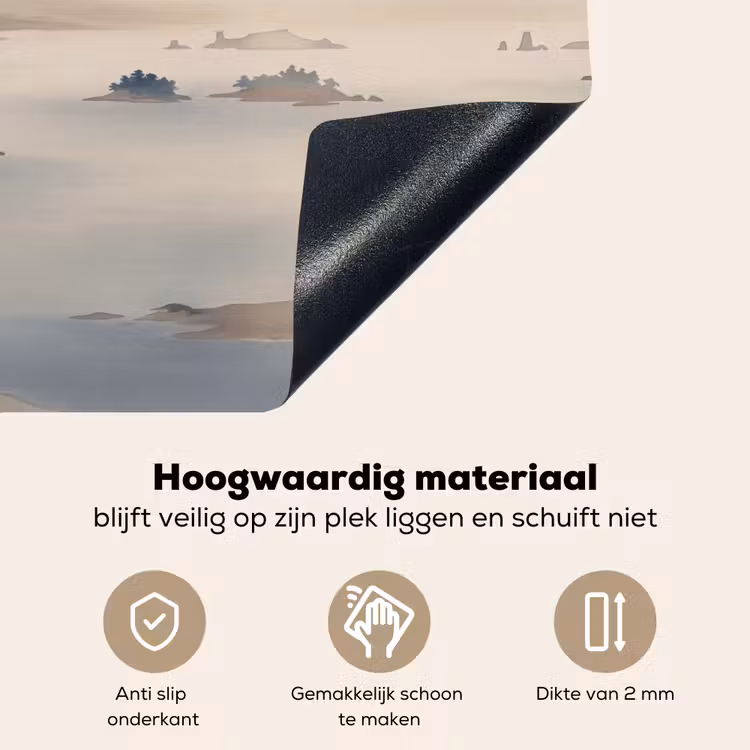 Japans - Landschap - Beige Inductie beschemer met haakjes klein -ky-onderkant-nl