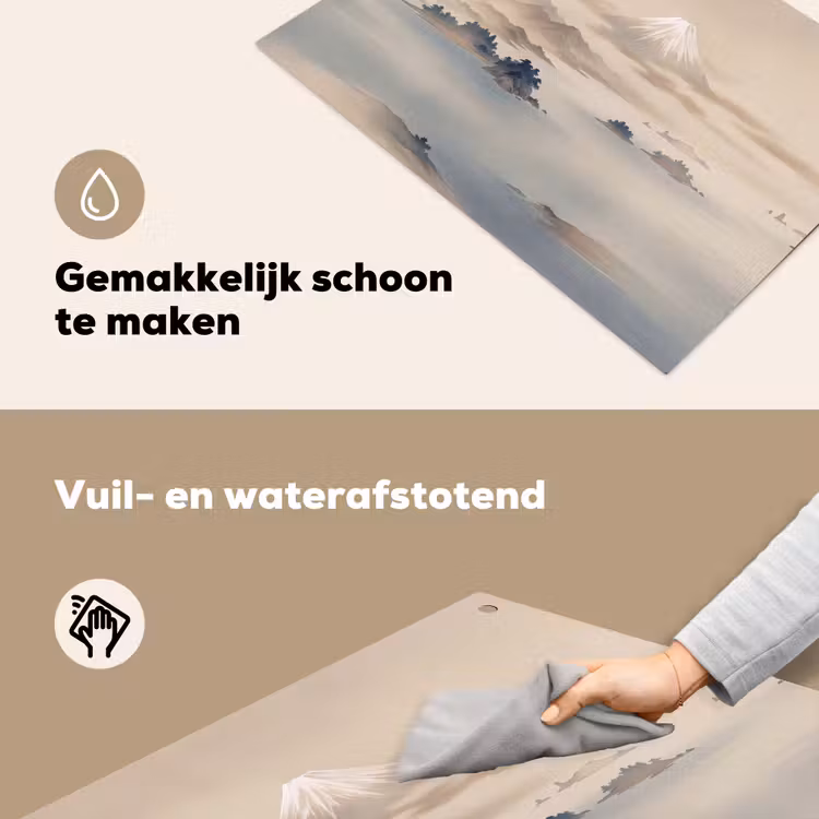 Japans - Landschap - Beige Inductie beschemer met haakjes klein -ky-schoon-nl