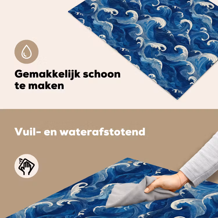 Japans - Oceaan - Golven - Blauw Inductie beschemer met haakjes klein 777 -ky-schoon-nl