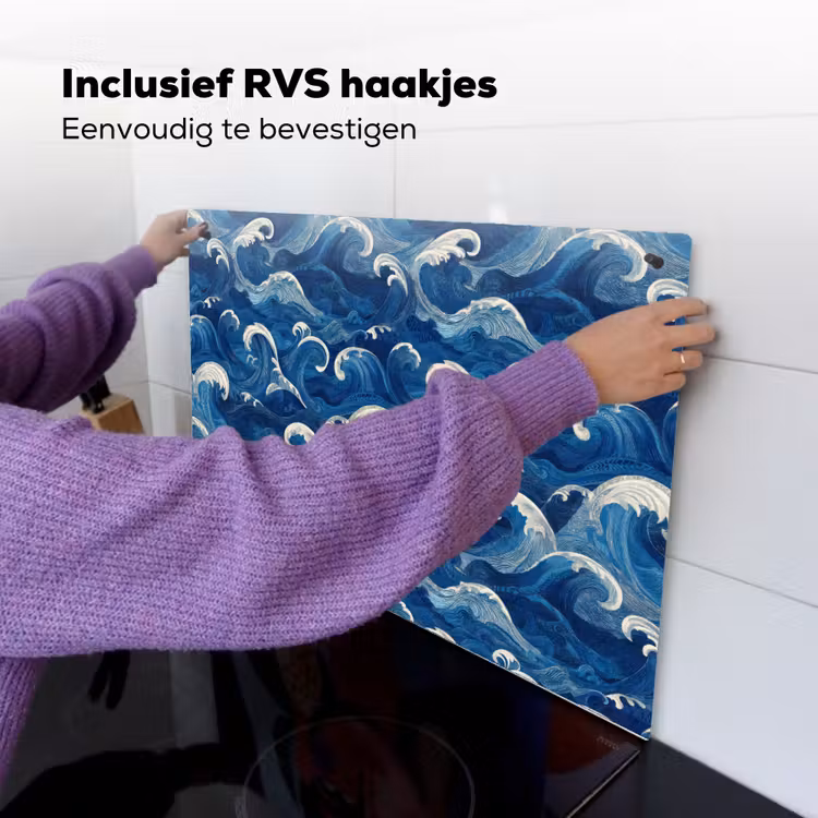 Japans - Oceaan - Golven - Blauw Inductie beschemer met haakjes klein 777 -ky-ophangen-nl