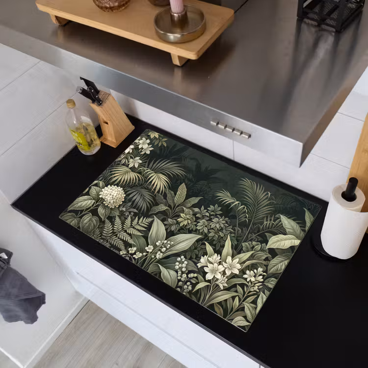 Jungle - Bladeren - Botanisch - Groen Inductie beschemer met haakjes klein -sfeer1