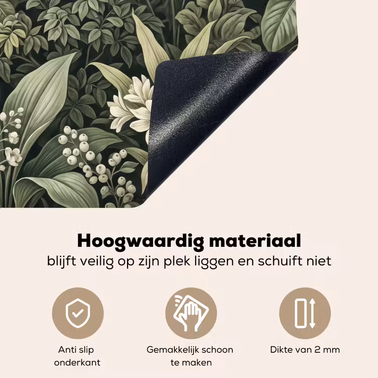 Jungle - Bladeren - Botanisch - Groen Inductie beschemer met haakjes klein -ky-onderkant-nl