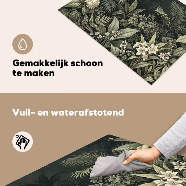 Jungle - Bladeren - Botanisch - Groen Inductie beschemer met haakjes klein -ky-schoon-nl