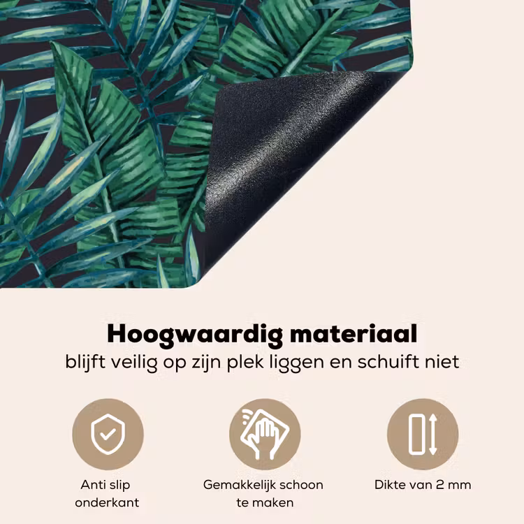 Jungle - Bladeren - Tropical Inductie beschemer met haakjes klein -ky-onderkant-nl