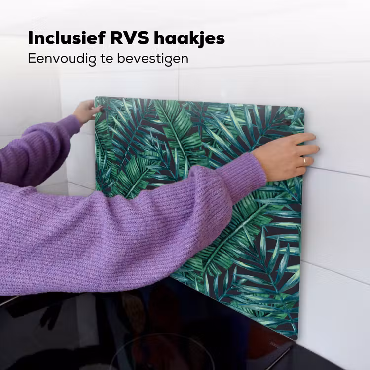 Jungle - Bladeren - Tropical Inductie beschemer met haakjes klein -ky-ophangen-nl