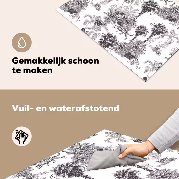 Jungle - Dieren - Grijs Inductie beschemer met haakjes klein 777 -ky-schoon-nl