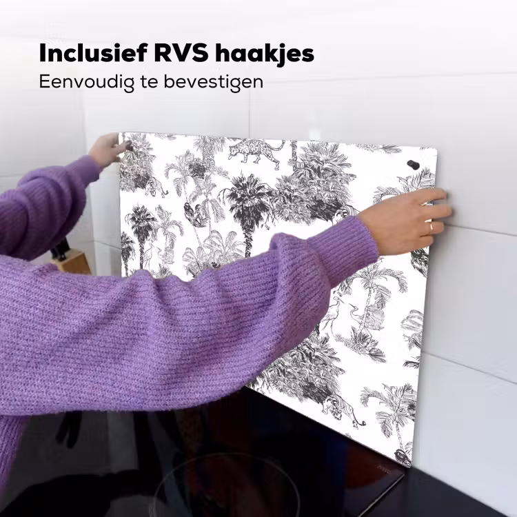 Jungle - Dieren - Grijs Inductie beschemer met haakjes klein 777 -ky-ophangen-nl