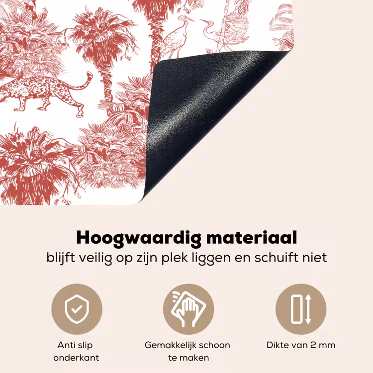 Jungle - Natuur - Rood Inductie beschemer met haakjes klein 777 -ky-onderkant-nl