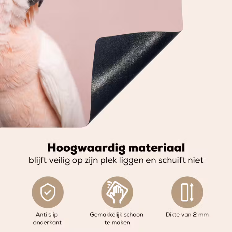 Kaketoe - Portret - Roze Inductie beschemer met haakjes klein -ky-onderkant-nl