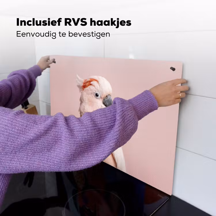 Kaketoe - Portret - Roze Inductie beschemer met haakjes klein -ky-ophangen-nl