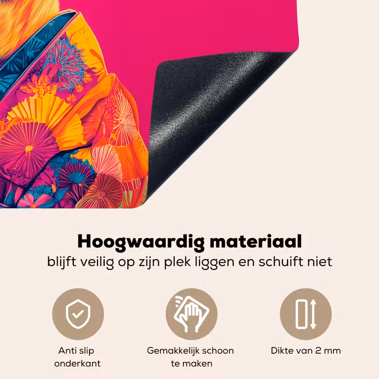 Kameel - Bloemen - Kimono - Waaiers Inductie beschemer met haakjes klein -ky-onderkant-nl