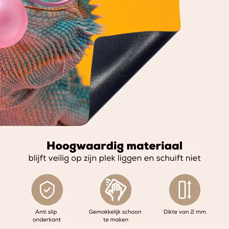 Kameleon - Kauwgom - Kleurrijk Inductie beschemer met haakjes klein -ky-onderkant-nl
