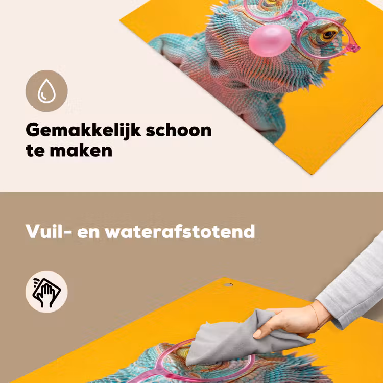 Kameleon - Kauwgom - Kleurrijk Inductie beschemer met haakjes klein -ky-schoon-nl