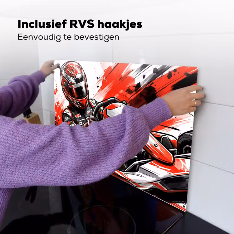 Kart - Coureur - Snelheid - Rood Inductie beschemer met haakjes klein -ky-ophangen-nl
