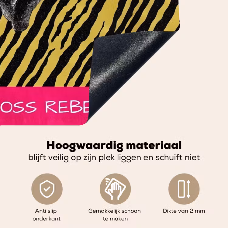 Kat - Baas - Roze - Tijgerprint Inductie beschemer met haakjes middel -ky-onderkant-nl