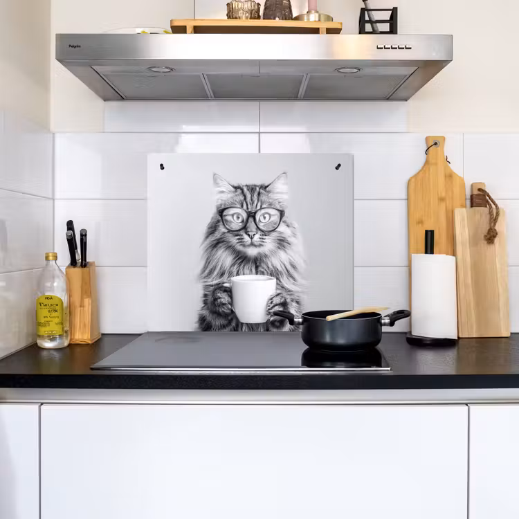 Kat - Bril - Mok - Pluizig Inductie beschemer met haakjes middel -sfeer2