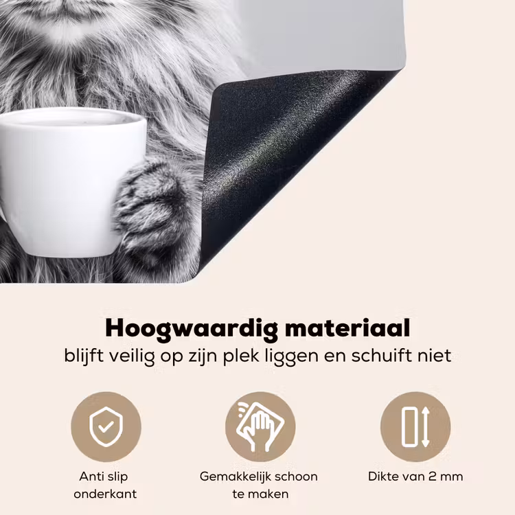 Kat - Bril - Mok - Pluizig Inductie beschemer met haakjes middel -ky-onderkant-nl