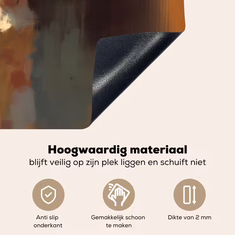 Kat - Geschilderd - Artistiek - Wit Inductie beschemer met haakjes klein -ky-onderkant-nl