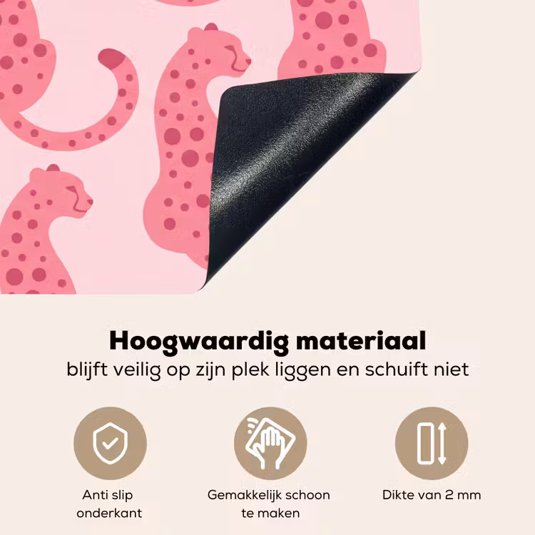 Kat - Gevlekt - Dieren - Patroon - Roze Inductie beschemer met haakjes klein -ky-onderkant-nl