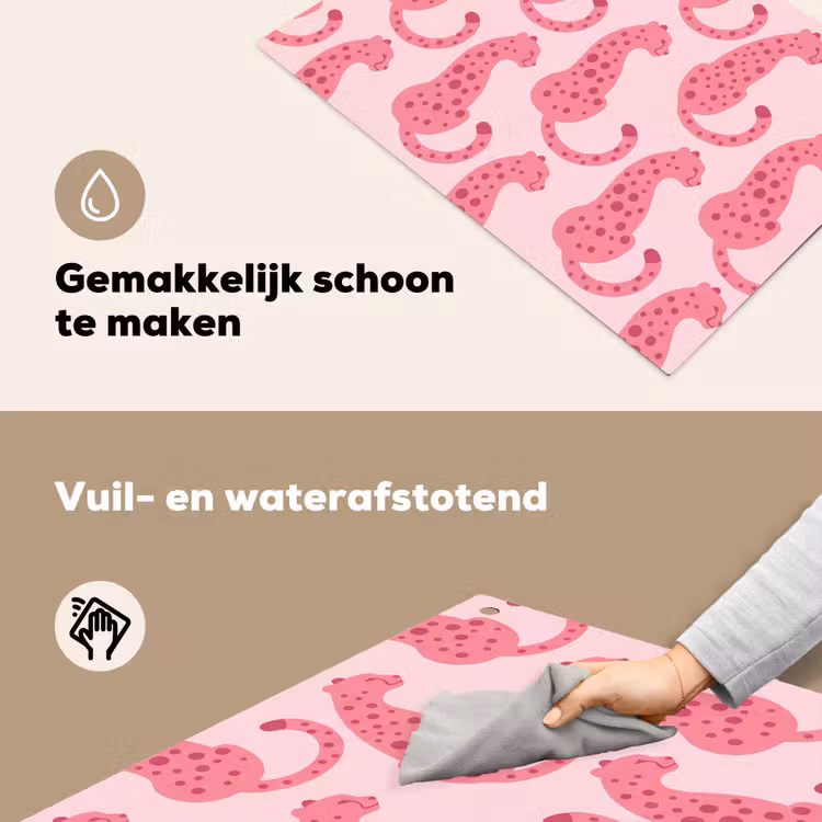 Kat - Gevlekt - Dieren - Patroon - Roze Inductie beschemer met haakjes klein -ky-schoon-nl