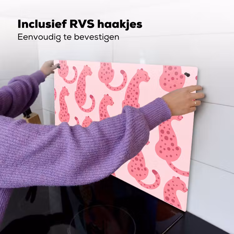 Kat - Gevlekt - Dieren - Patroon - Roze Inductie beschemer met haakjes klein -ky-ophangen-nl