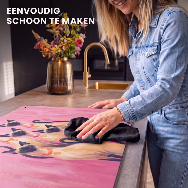 Kat - Groep - Dieren - Modern - Roze Inductie beschemer met haakjes klein -ky-schoon-nl