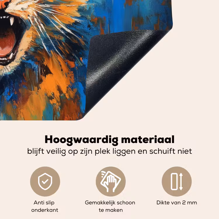 Kat - Kleurrijk - Oranje - Blauw Inductie beschemer met haakjes klein -ky-onderkant-nl