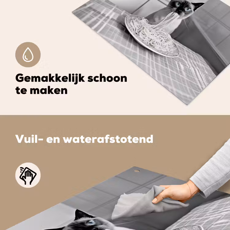 Kat - Siamees - Zwart Wit - Schattig - Dieren Inductie beschemer met haakjes klein -ky-schoon-nl