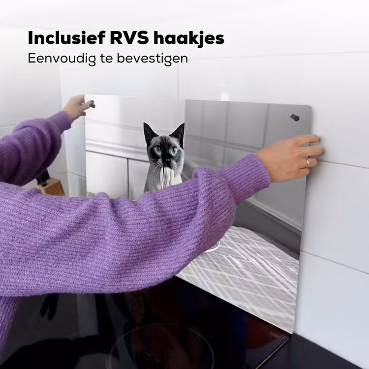 Kat - Siamees - Zwart Wit - Schattig - Dieren Inductie beschemer met haakjes klein -ky-ophangen-nl