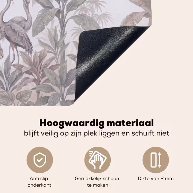 Kat - Vogel - Jungle - Illustratie - Dieren Inductie beschemer met haakjes klein -ky-onderkant-nl