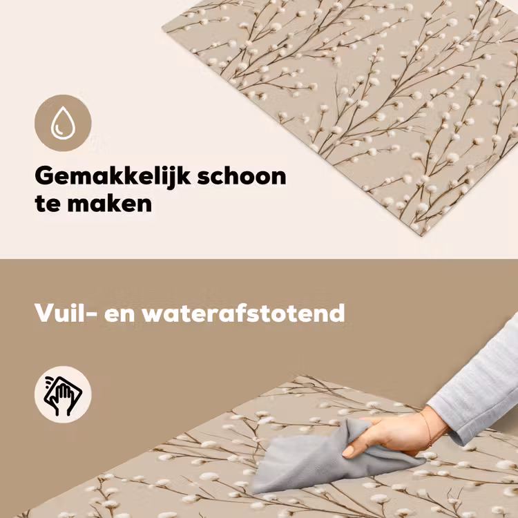 Katoen - Natuur - Taupe Inductie beschemer met haakjes klein 777 -ky-schoon-nl