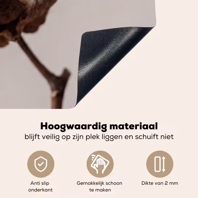 Katoenbol - Minimalistisch - Wit Inductie beschemer met haakjes klein -ky-onderkant-nl