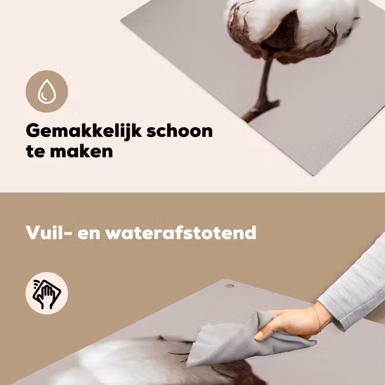 Katoenbol - Minimalistisch - Wit Inductie beschemer met haakjes klein -ky-schoon-nl