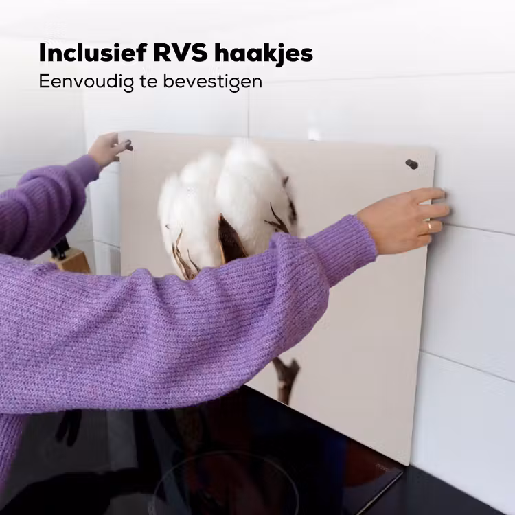Katoenbol - Minimalistisch - Wit Inductie beschemer met haakjes klein -ky-ophangen-nl