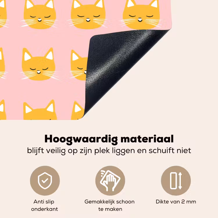 Katten - Patroon - Roze Inductie beschemer met haakjes klein 777 -ky-onderkant-nl