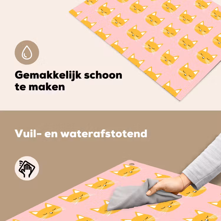 Katten - Patroon - Roze Inductie beschemer met haakjes klein 777 -ky-schoon-nl