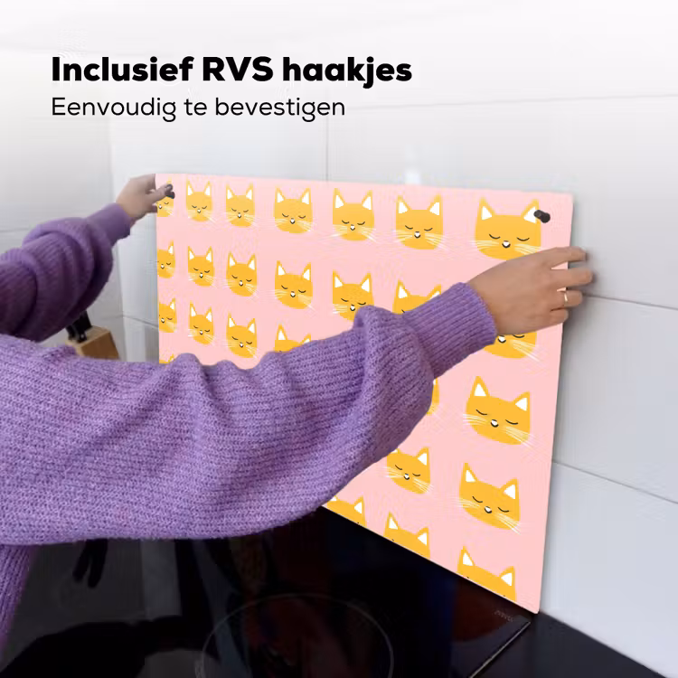 Katten - Patroon - Roze Inductie beschemer met haakjes klein 777 -ky-ophangen-nl
