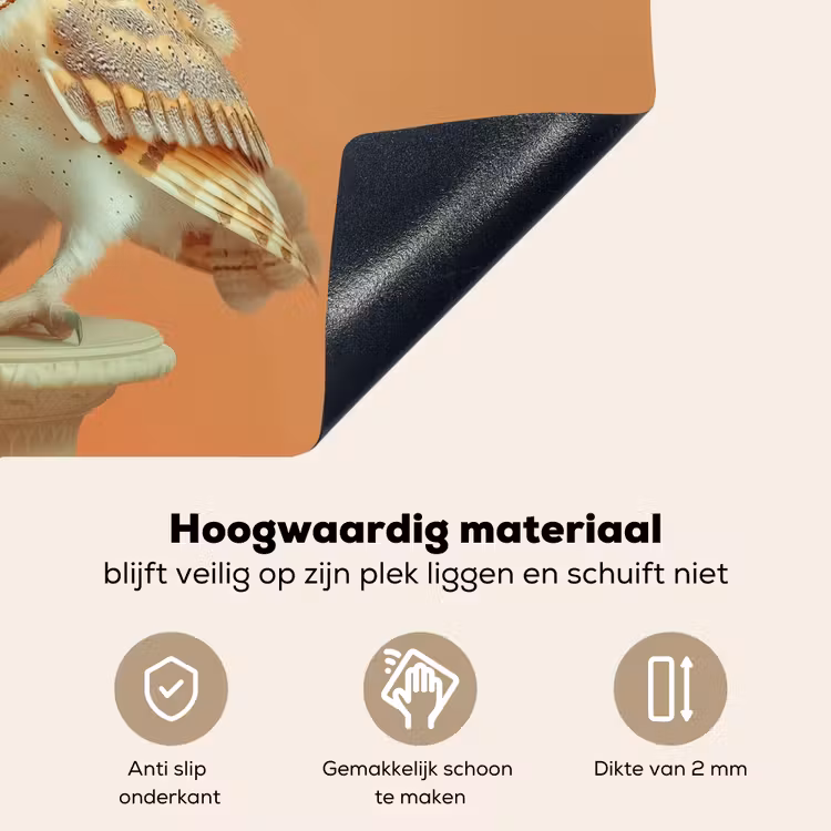 Kerkuil - Koksmuts - Oranje - Vogel Inductie beschemer met haakjes klein -ky-onderkant-nl