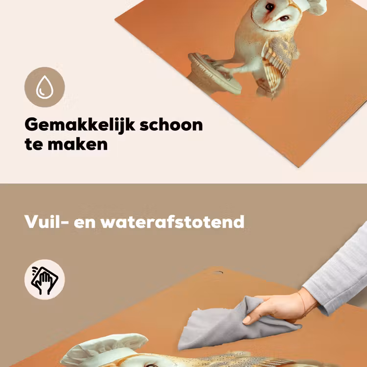 Kerkuil - Koksmuts - Oranje - Vogel Inductie beschemer met haakjes klein -ky-schoon-nl